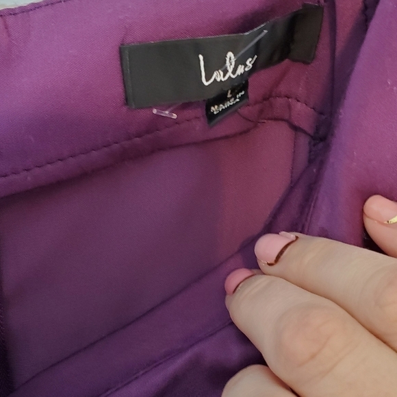 Lulu's Satiny Deep Purple Asymmetrical Dress with Relaxed Bustline in Size Large - Picture 5 of 7